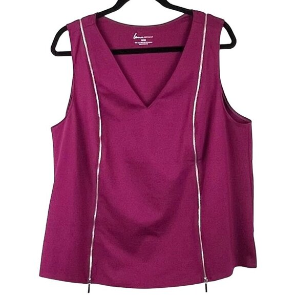 Lane Bryant Womens Size 18/20 Sleeveless V-Neck Cranberry Color Tank Top Zippers - Picture 2 of 14